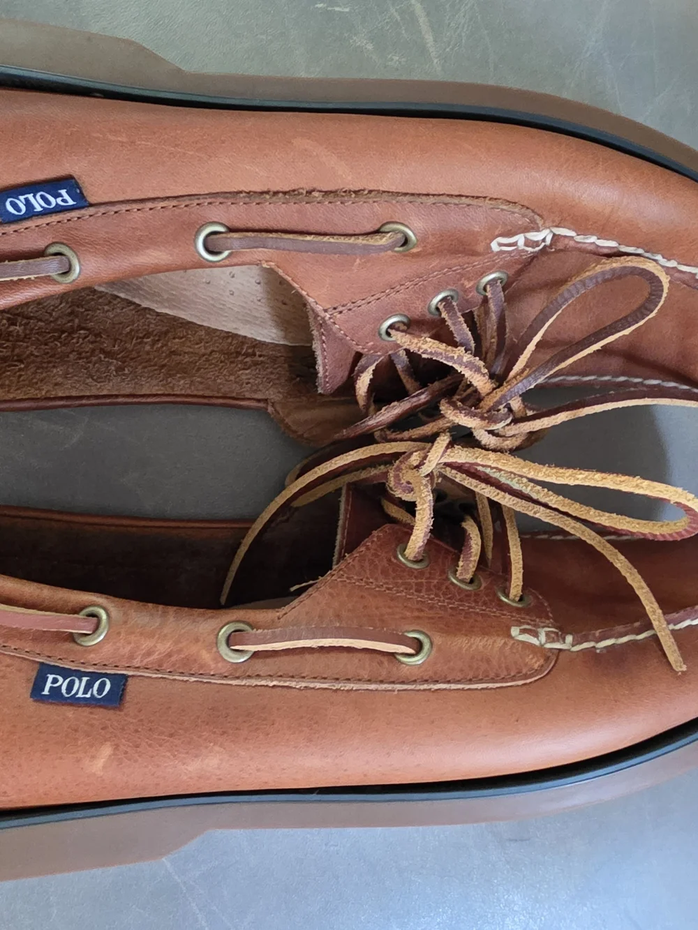 Polo by Ralph Lauren Men's Cognac Leather Boat Shoes